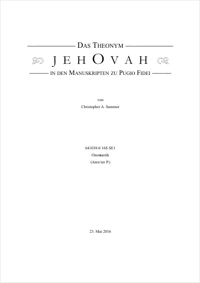 Jehovah Theonym